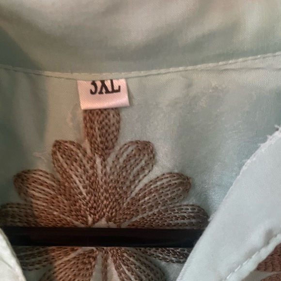 New- Handmade Kaftan from India in Mint Green Floral Embroidered Dress size 3XL - Picture 5 of 15